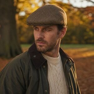 VTG Orvis Lawrence & Foster Flat Cap 100% Wool Hand Tailored England Brown 7 1/4